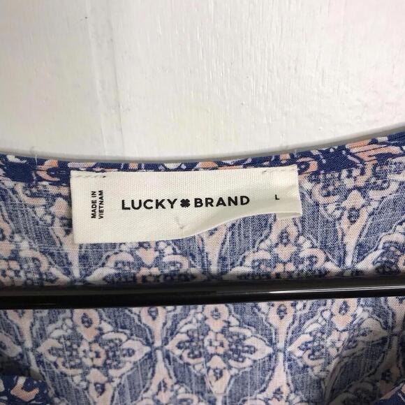 Lucky Brand Dress Womens Large Colorful Tie Waist Flutter Sleeve Midi Tie Waist - Picture 8 of 10